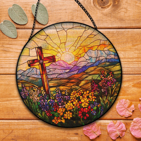 Hxlac Cross Flower Suncatcher seasonal decor; adds color during holidays and year round