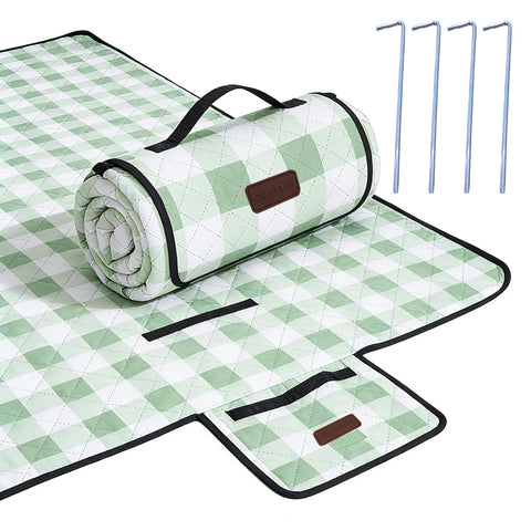 HX&OD outdoor picnic blanket spread on grass shows a large 80x60 inch surface