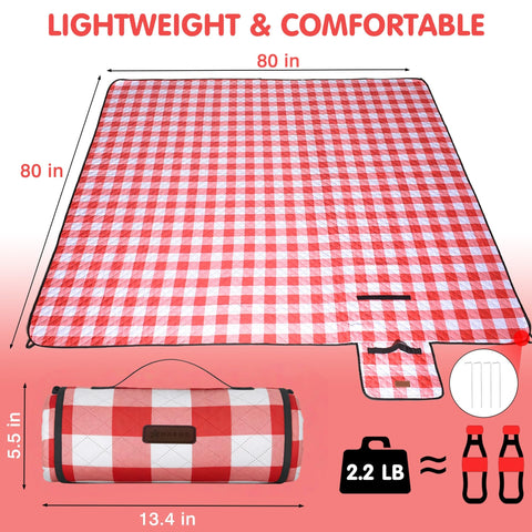 HXOD outdoor picnic blanket folded for compact storage, easy to carry on trips