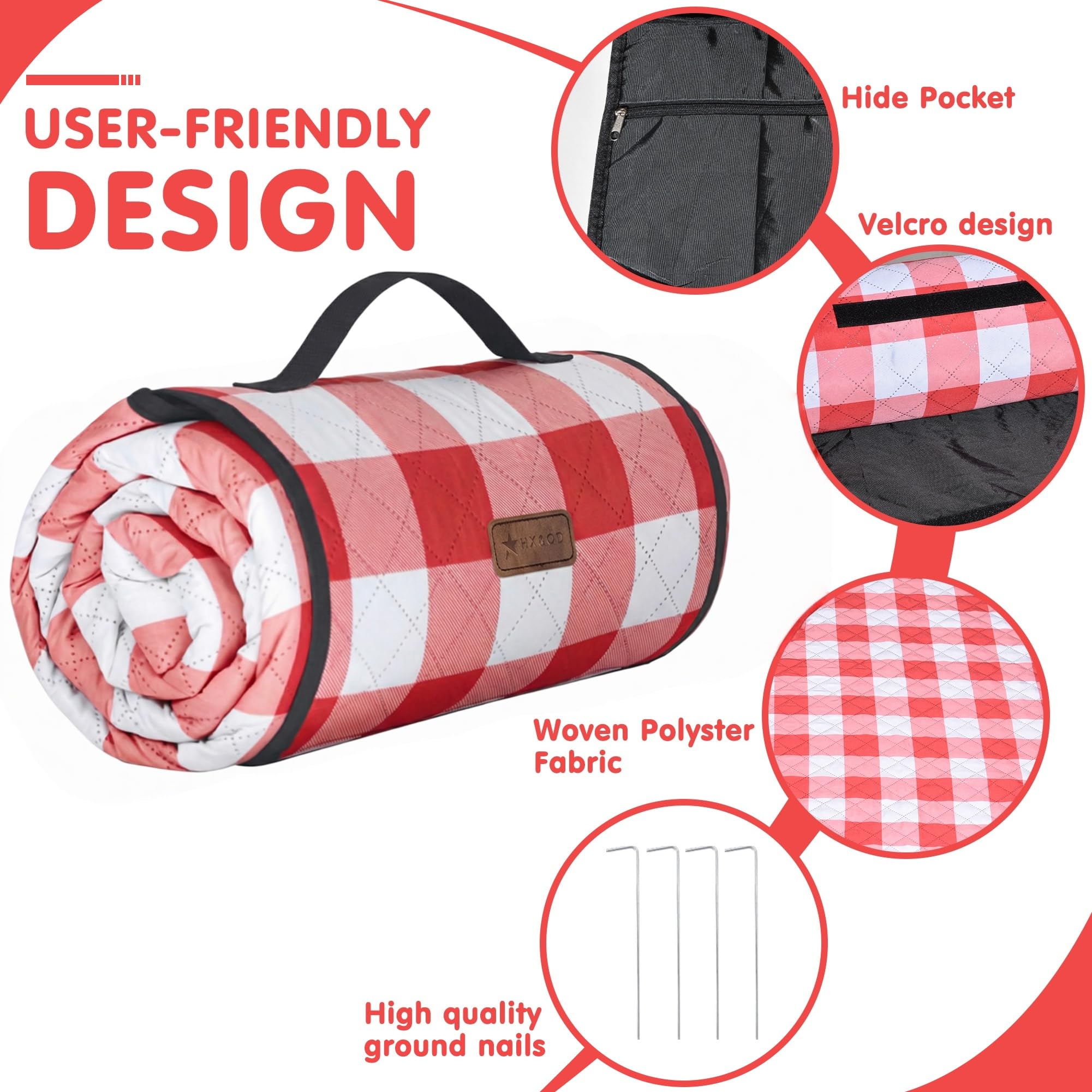 HX&OD waterproof top layer protects against spills during outdoor picnics