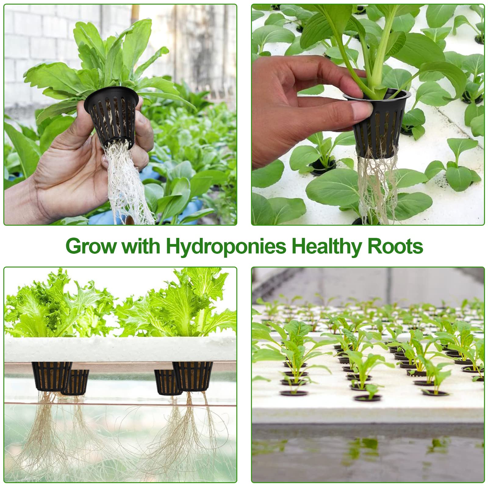 HXSEMAYIG 50-pack hydroponic cups suitable for indoor and outdoor growing.