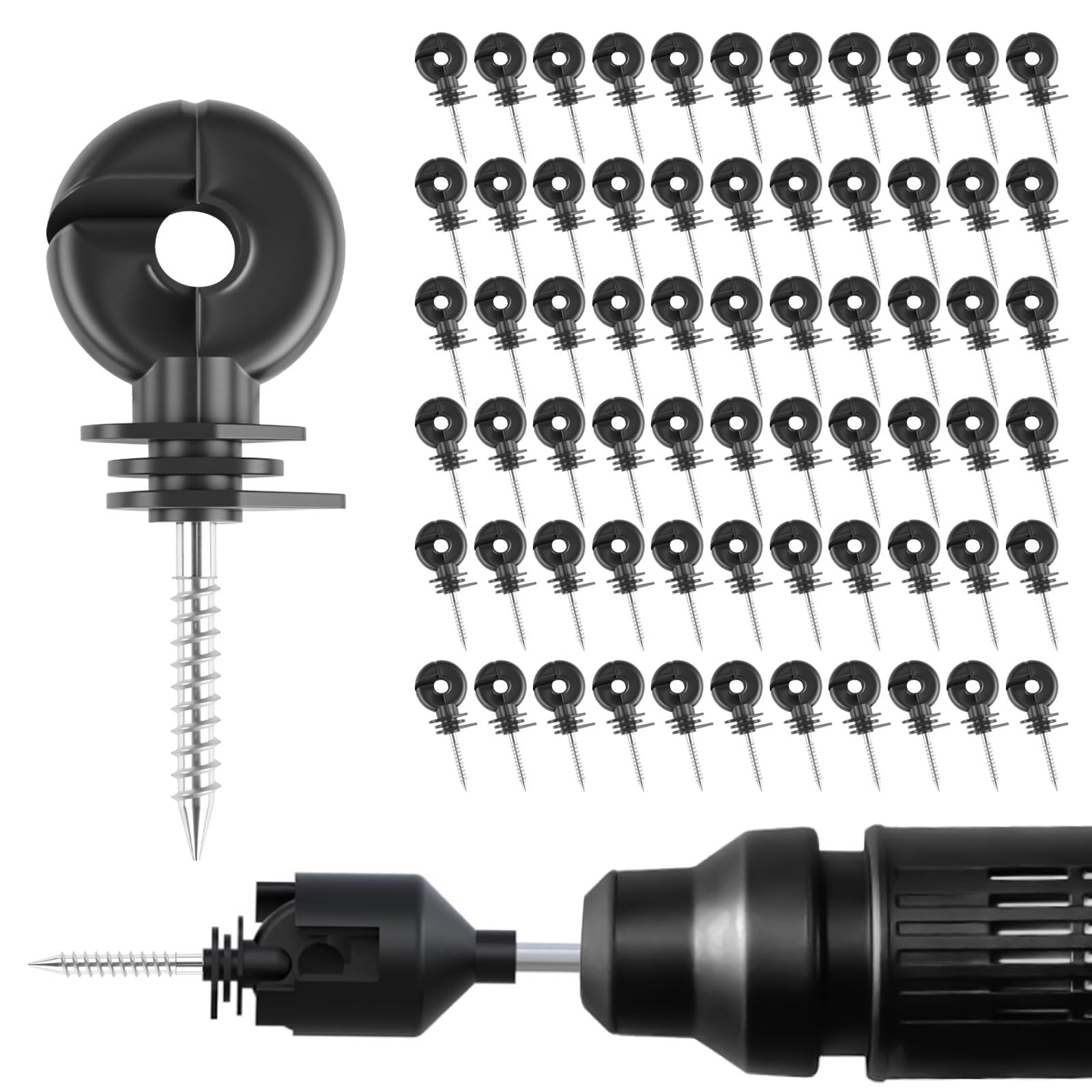 HXSEMAYIG electric fence insulator screw 60-pack with durable PP/PE construction