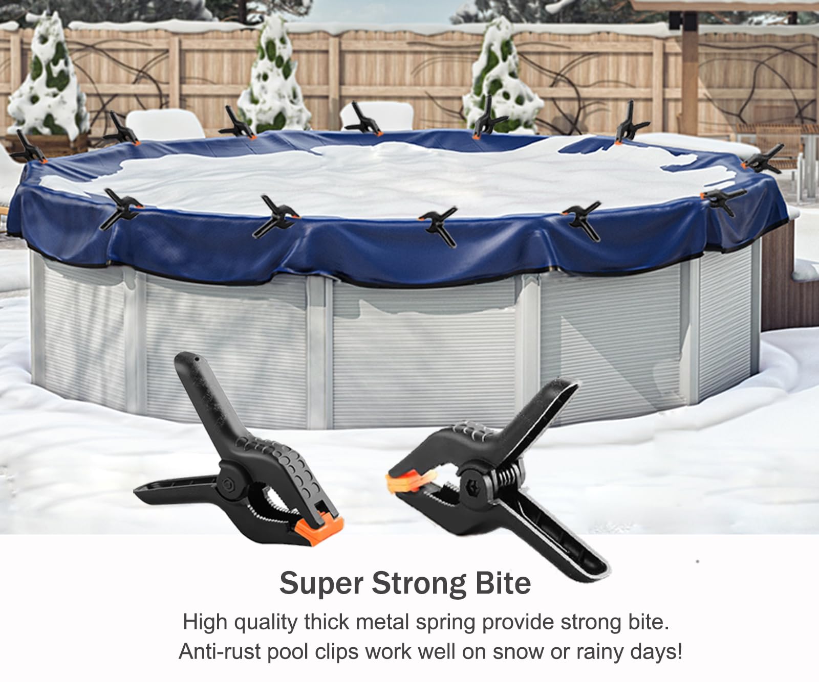 Hxxyilok heavy-duty pool clips gripping a pool ledge up to 2 inches.