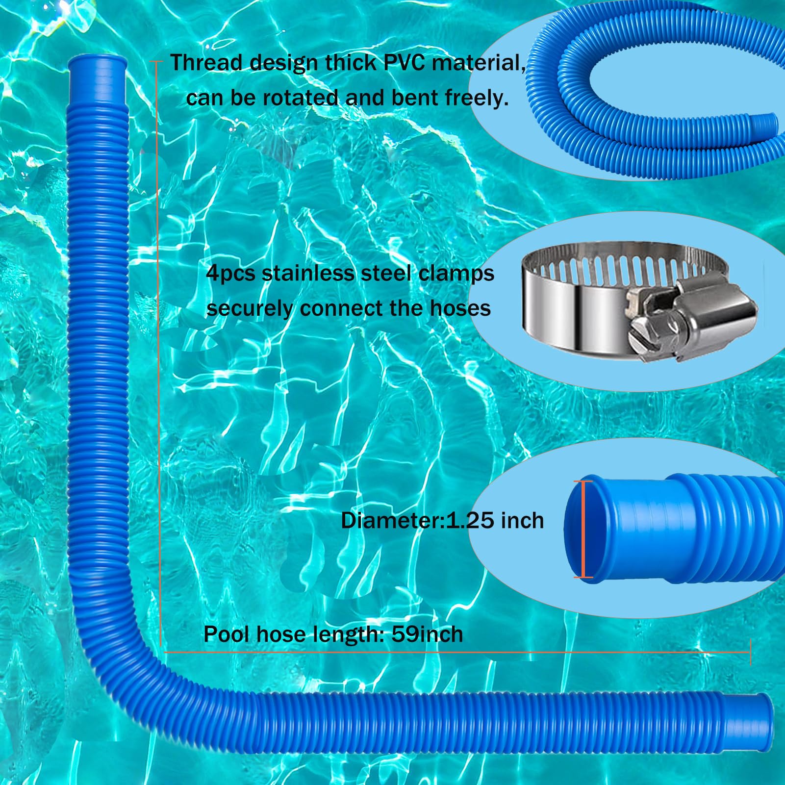 Hxxyilok durable PVC pool hose allows flexible bending and return to straight.