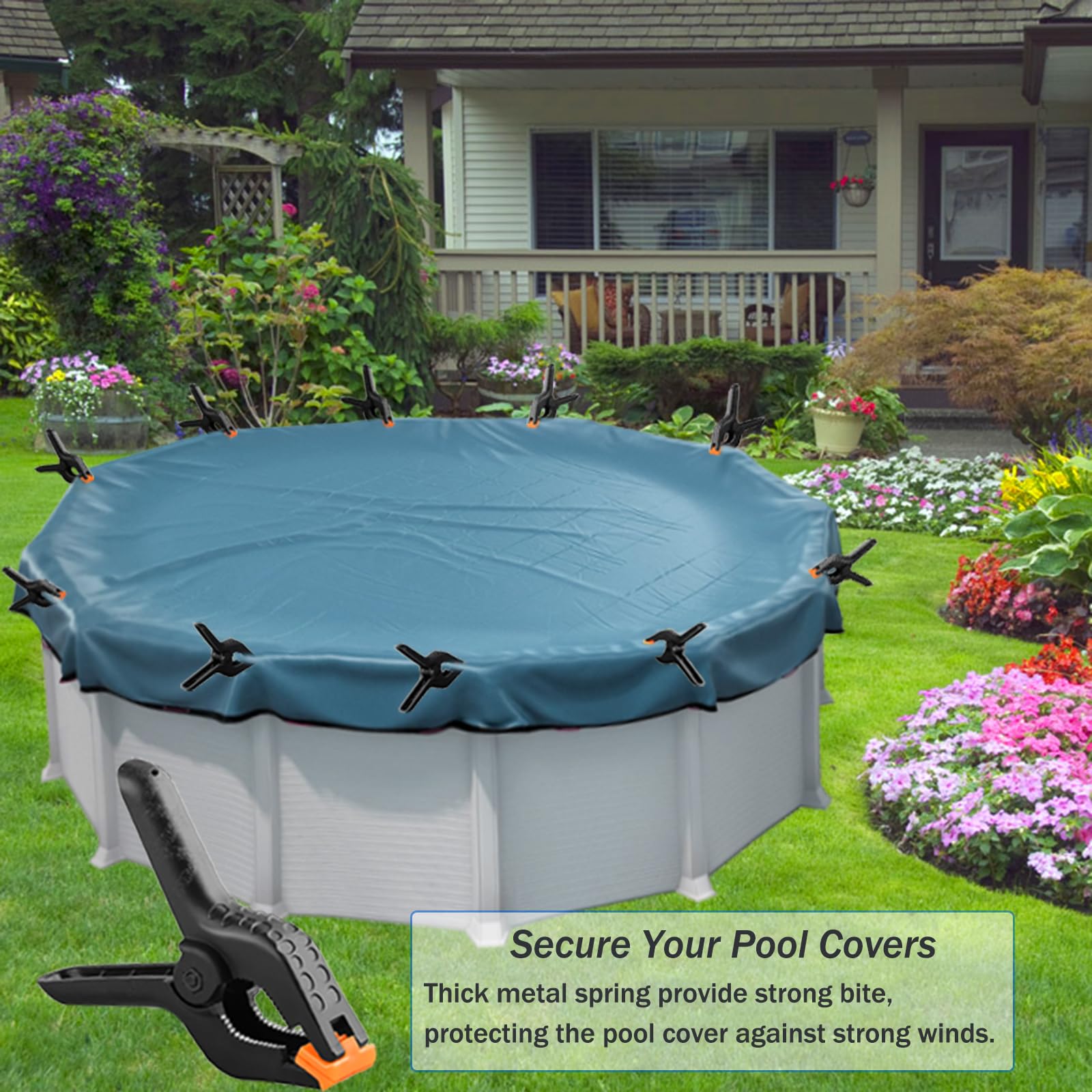 Hxxyilok wind-guard pool clips keeping pool covers in place.