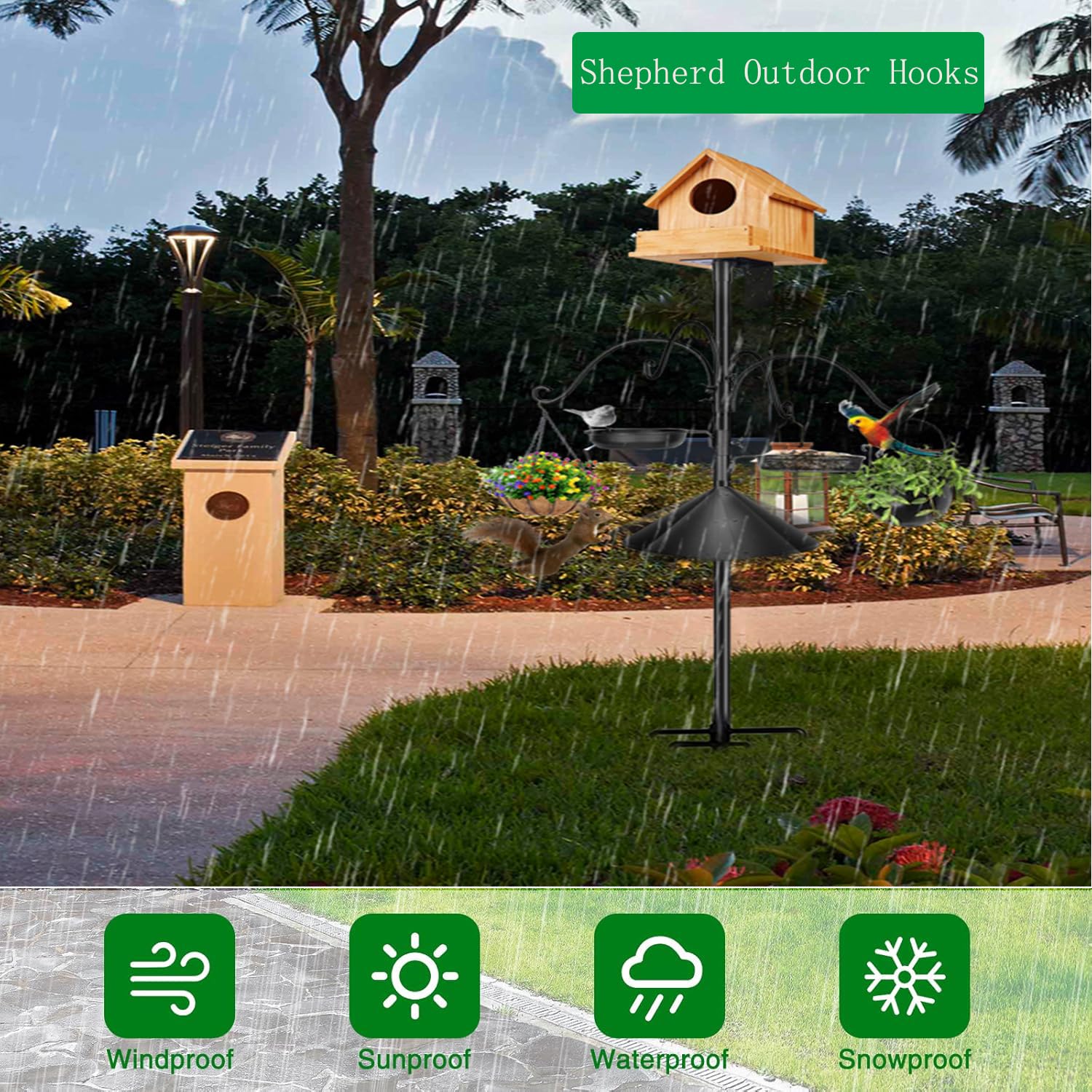 HXYQMMY four-hooks design supports multiple feeders and garden decor.