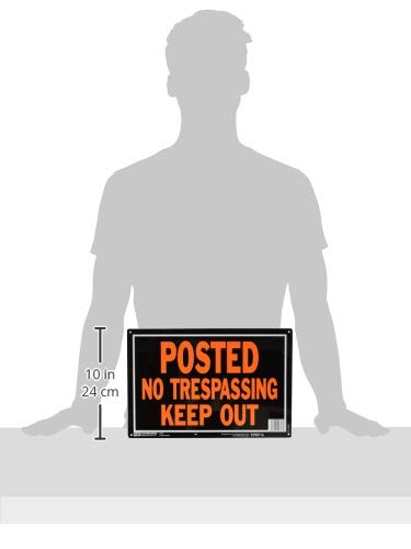 Hy-Ko No Trespassing Sign Pack 12 back view, ready-to-install signage.