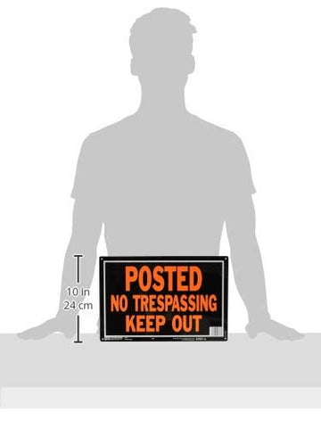 Hy-Ko No Trespassing Sign Pack 12 back view, ready-to-install signage.