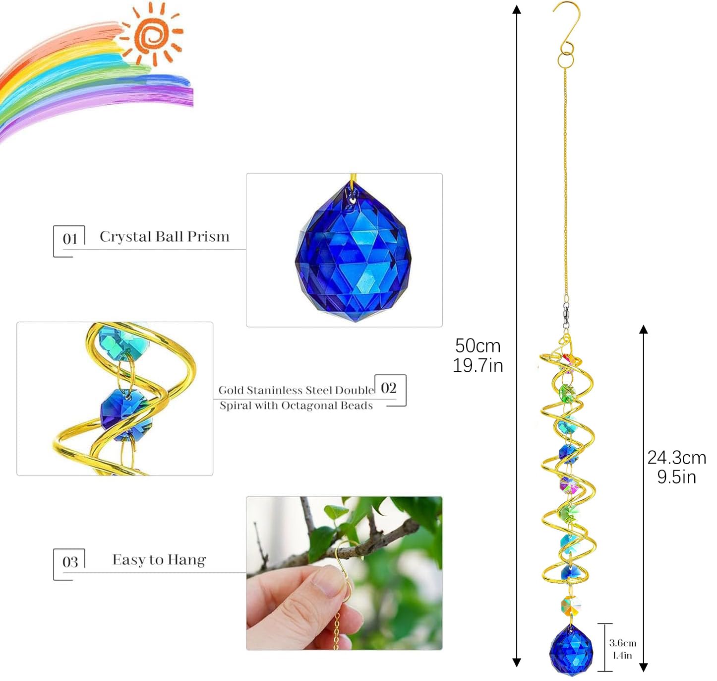 H&D Hyaline & Dora blue crystal glass ball enhances window decoration with color.