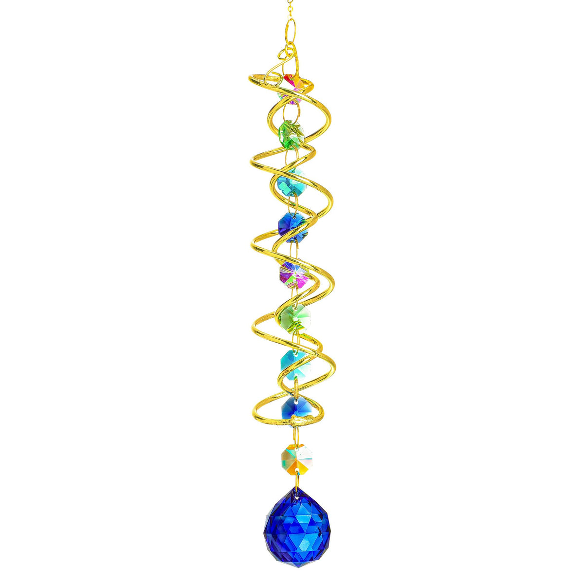 H&D Hyaline & Dora gazing ball spiral tail blue ball adds window sparkle.