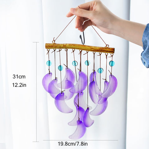 Hyaline Dora glass moon wind chime garden ornament with serene notes.