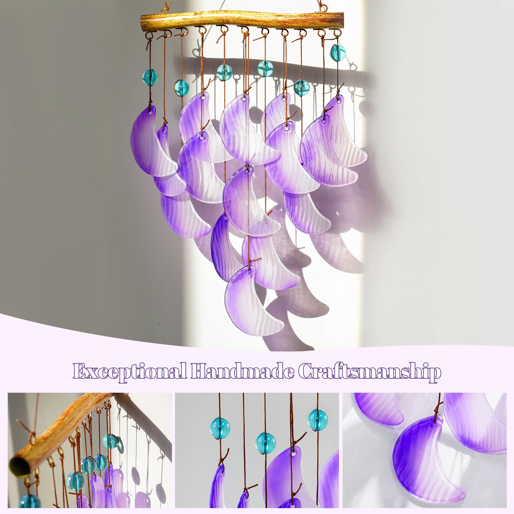 Hyaline Dora moon-design wind chime, perfect gift for moms and grandmothers.