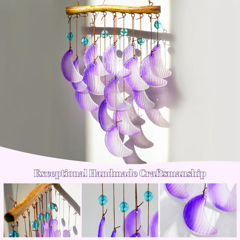 Hyaline Dora moon-design wind chime, perfect gift for moms and grandmothers.