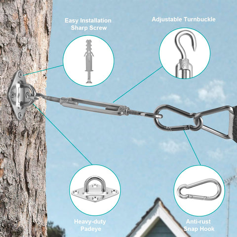 HYASIA adjustable turnbuckle 8-inch helps tighten shade sails easily.