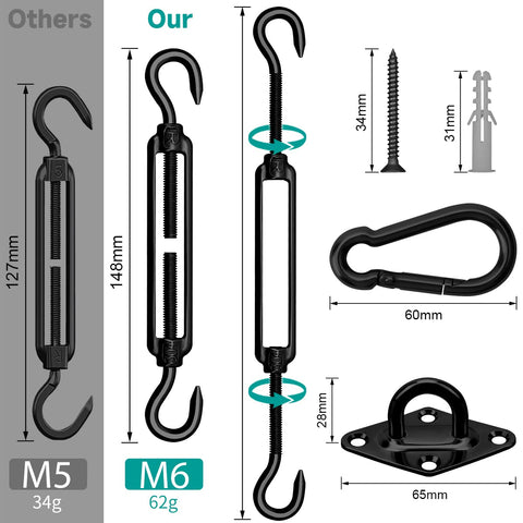 HYASIA adjustable turnbuckle closeup demonstrates tension control for stable sails.