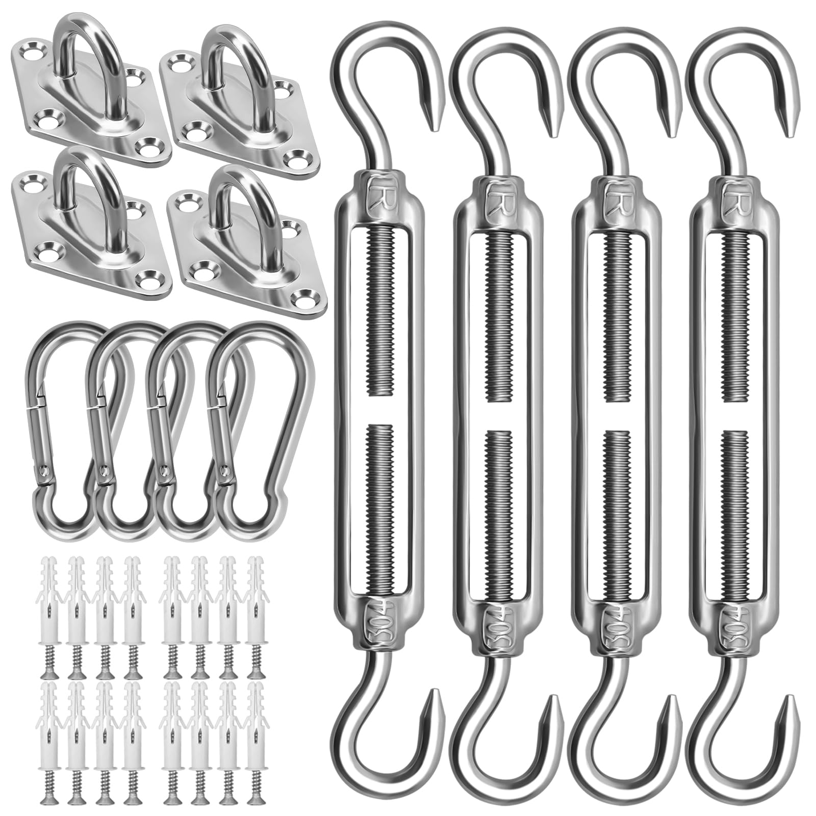 HYASIA sun shade hardware kit 6-inch rectangular assembly for durable outdoor shade sails.