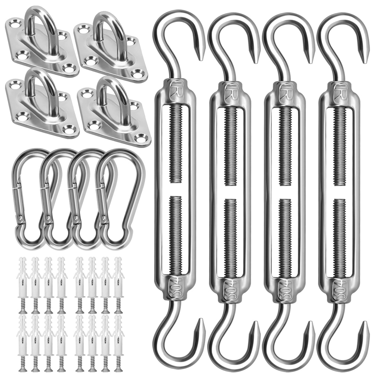 HYASIA sun shade hardware kit 6-inch rectangular assembly for durable outdoor shade sails.