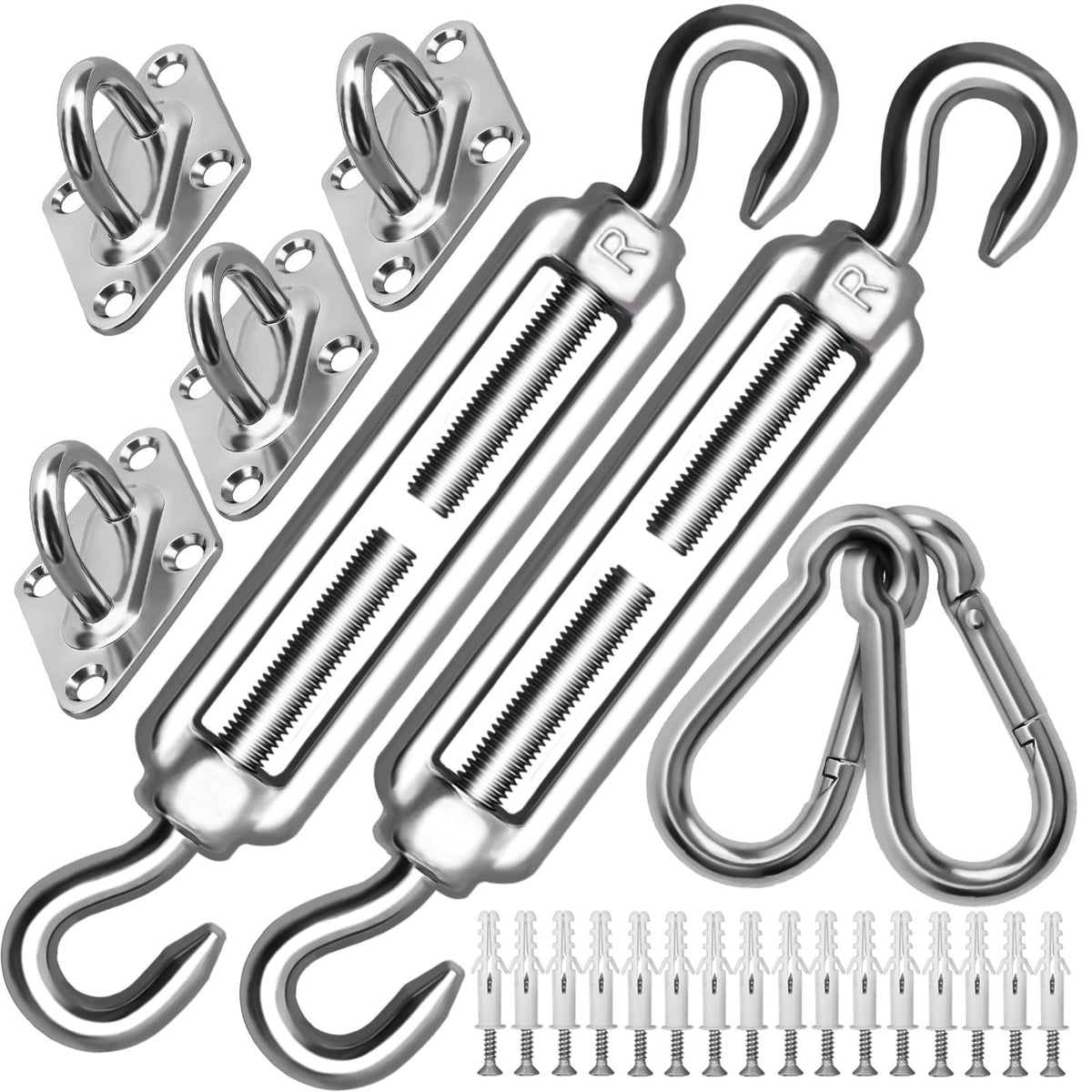 HYASIA sun shade sail hardware 8-inch rectangle kit for durable outdoor installation.