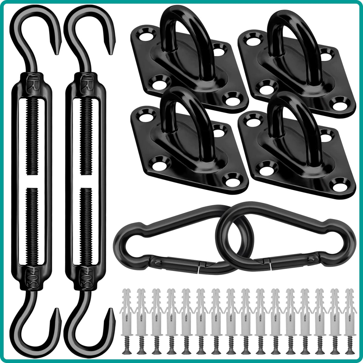 HYASIA sun shade sail hardware kit assembly with sturdy components for durable outdoor shade setups.