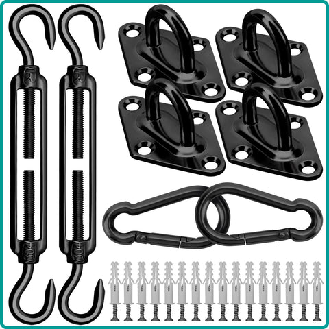 HYASIA sun shade sail hardware kit assembly with sturdy components for durable outdoor shade setups.