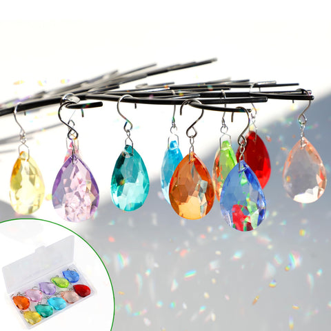 HYBEADS 38mm crystal teardrop suncatcher prisms reflect sunlight in rainbow colors