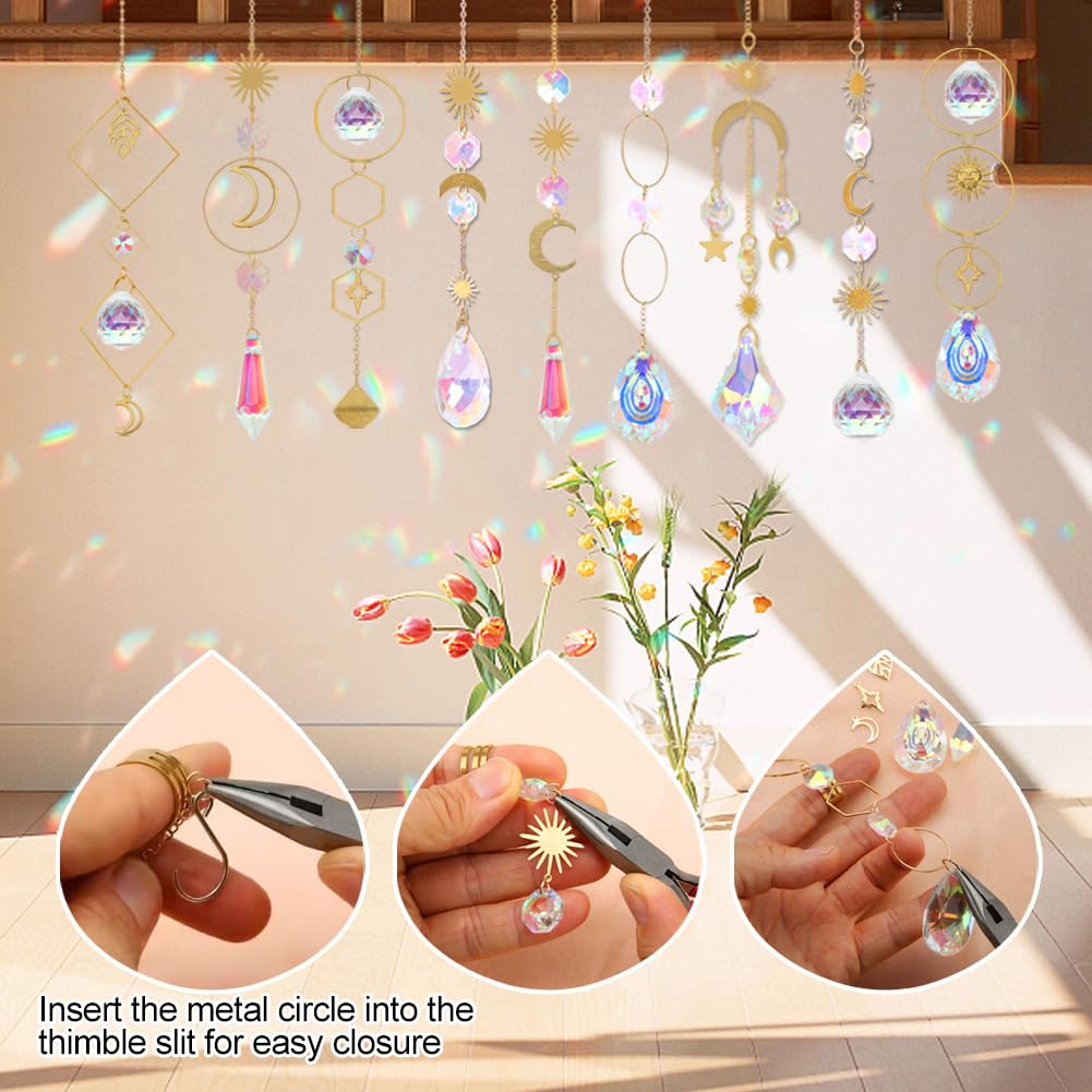 HYBEADS crystal leaf pendant enhances nature-inspired suncatcher designs