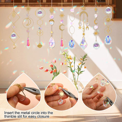 HYBEADS crystal leaf pendant enhances nature-inspired suncatcher designs