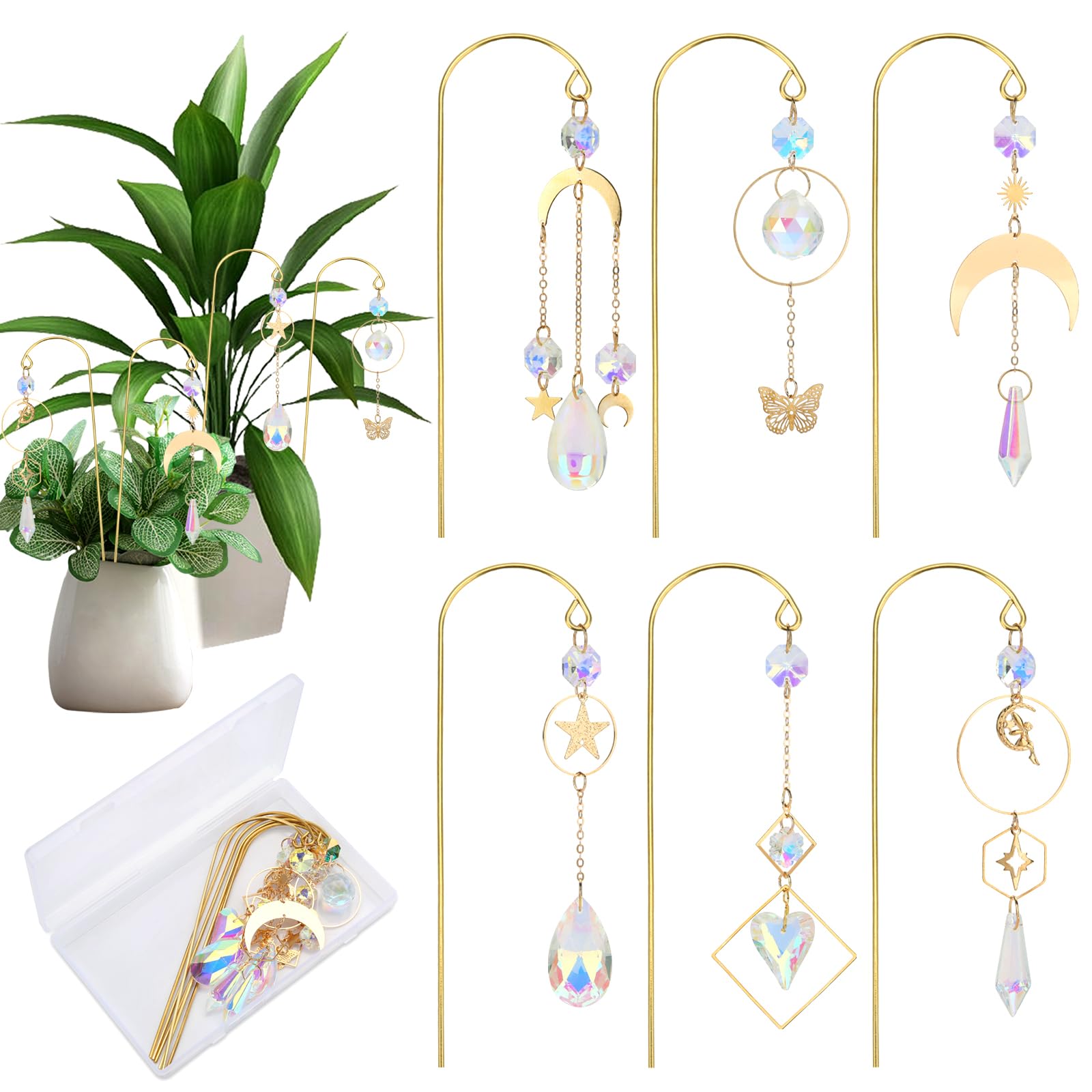 HYBEADS crystal suncatchers 6-pack cast rainbow light.