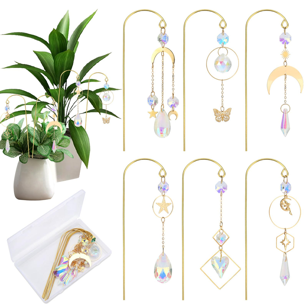 HYBEADS crystal suncatchers 6-pack cast rainbow light.