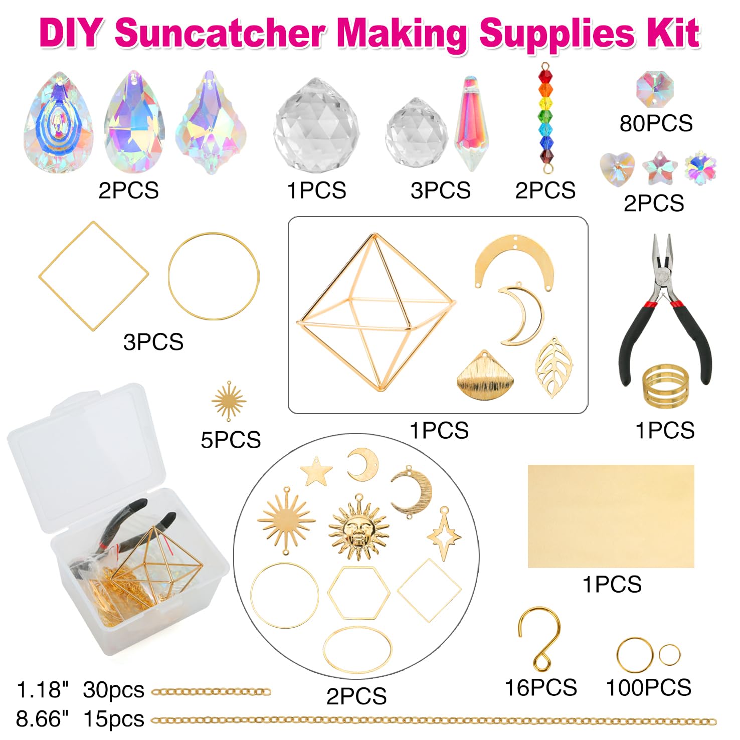 HYBEADS crystal wind chime components ready for decorative crafts