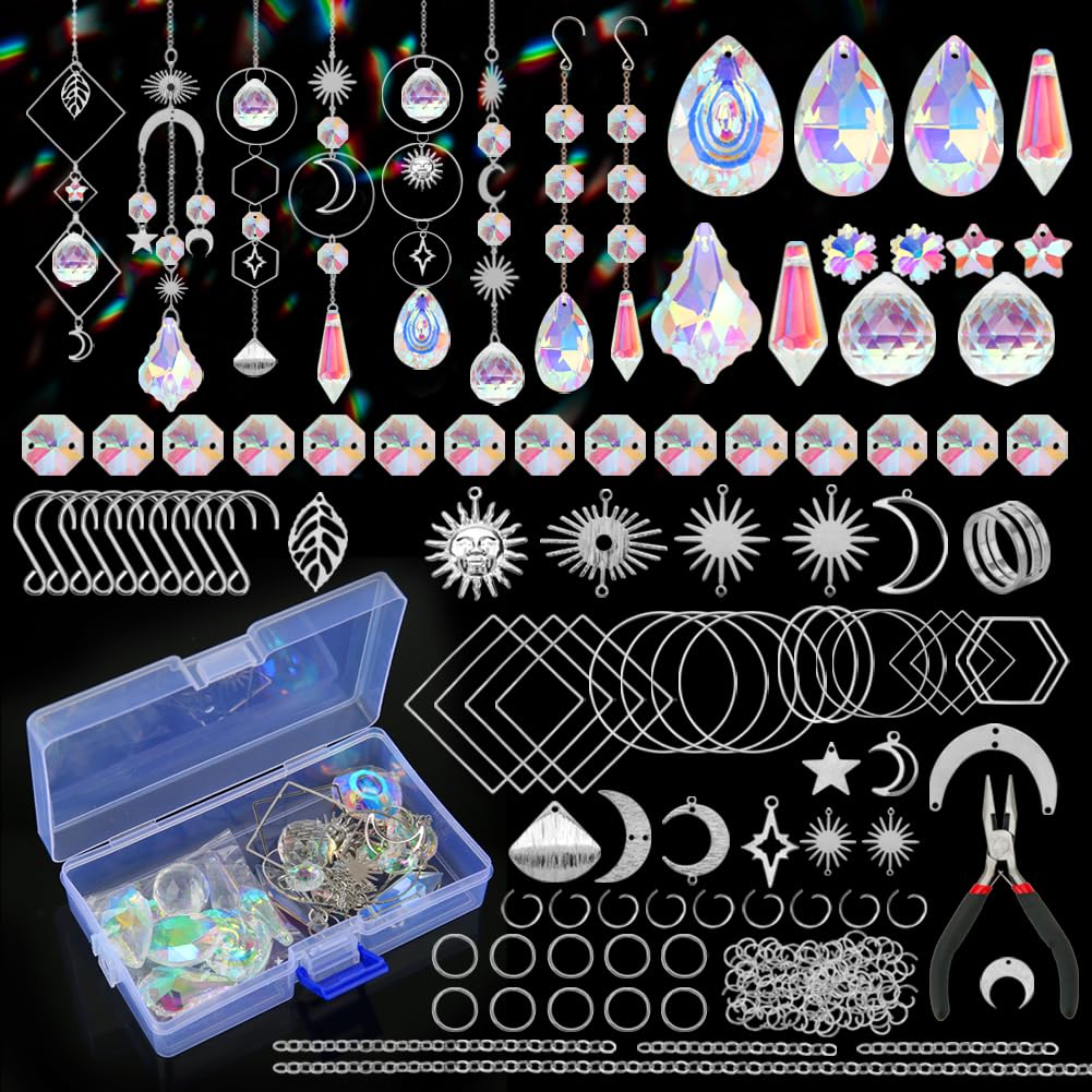 HYBEADS DIY suncatcher kit with 200pcs accessories for custom crystal decor