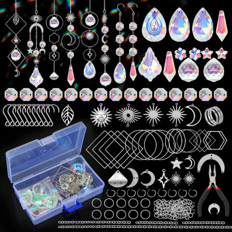HYBEADS DIY suncatcher kit with 200pcs accessories for custom crystal decor