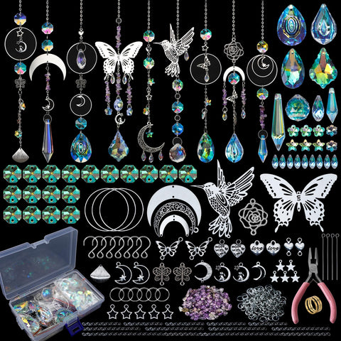 HYBEADS suncatchers kit contents with varied components for creative decor