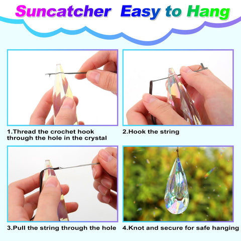 HYBEADS crystal suncatcher with string and tool for easy setup