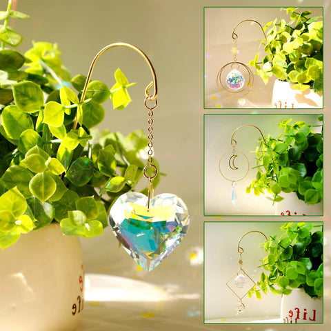 HYBEADS 260-piece suncatcher set with 45mm round crystals catching sunlight.
