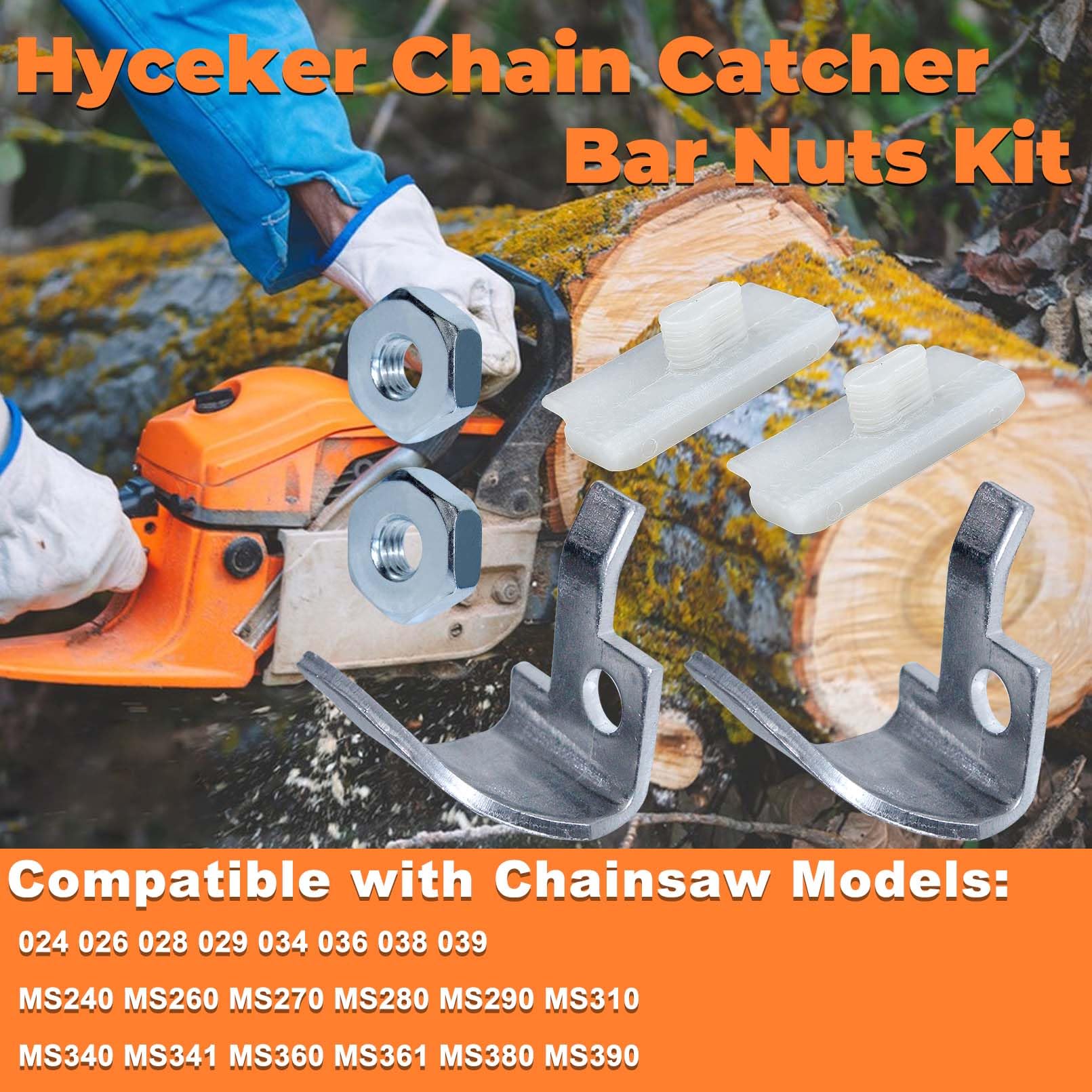 Hyceker bar nuts kit for Stihl keeps bar assembly secure during servicing.