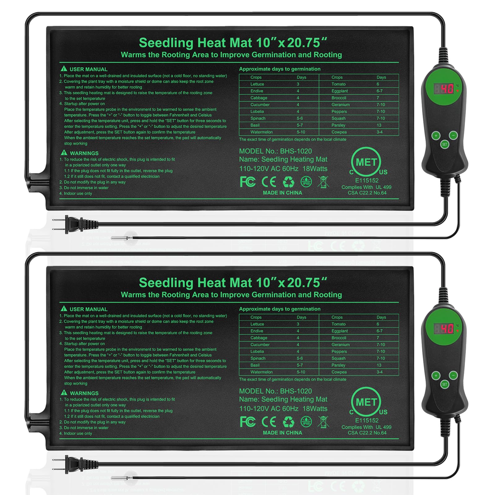 HYDGOOHO seedling heat mat with digital controller warms seed trays for even germination.