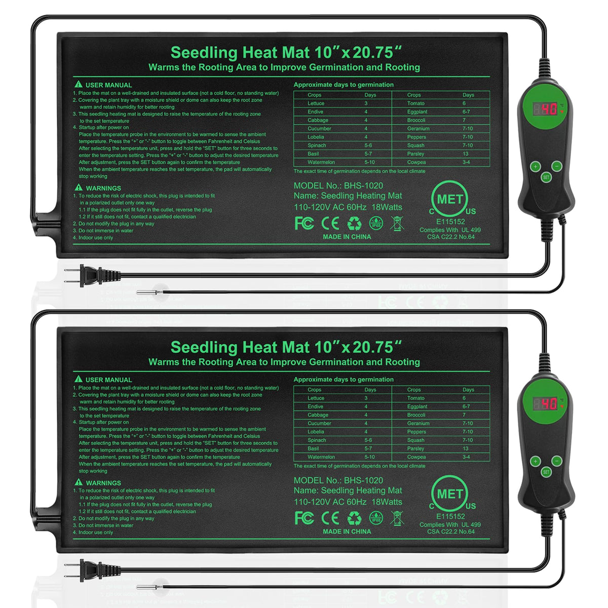 HYDGOOHO seedling heat mat with digital controller warms seed trays for even germination.