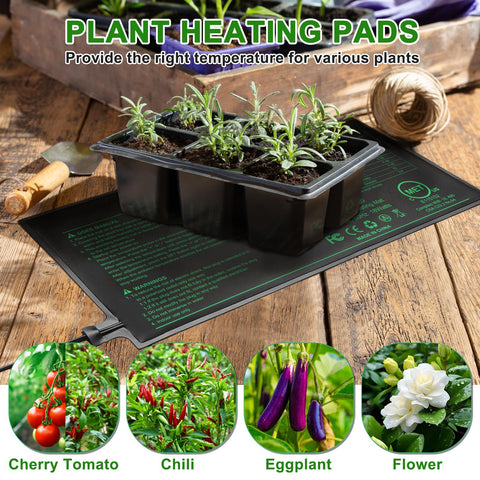 HYDGOOHO 2-pack seedling heat mats provide reliable warmth for multiple trays.