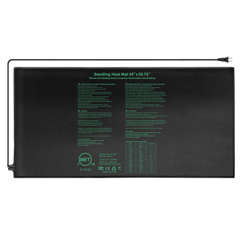 HYDGOOHO Seedling Heat Mat 48x20, top view shows even warmth for seedlings