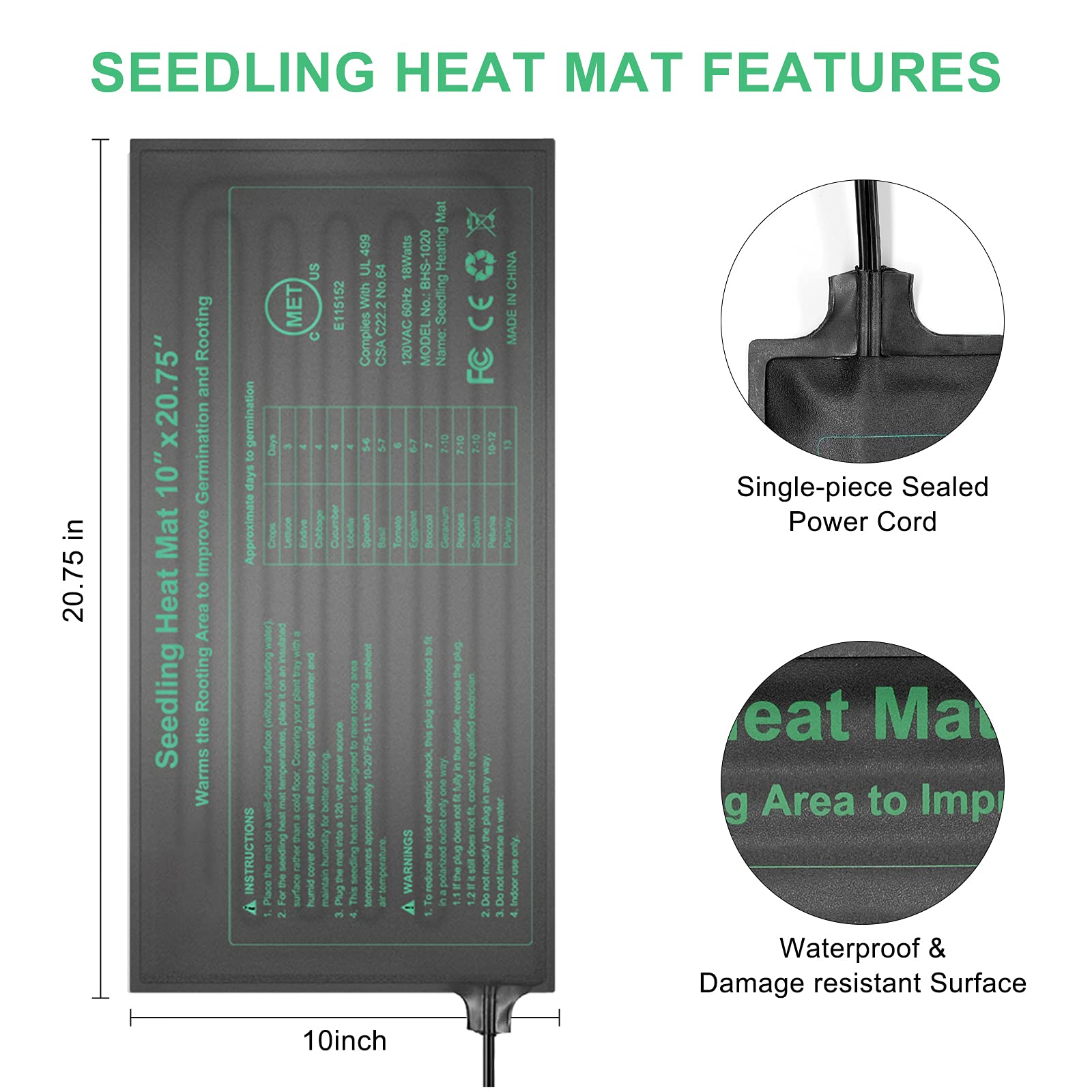 HYDGOOHO Seedling Heat Mat even heating protects delicate roots.