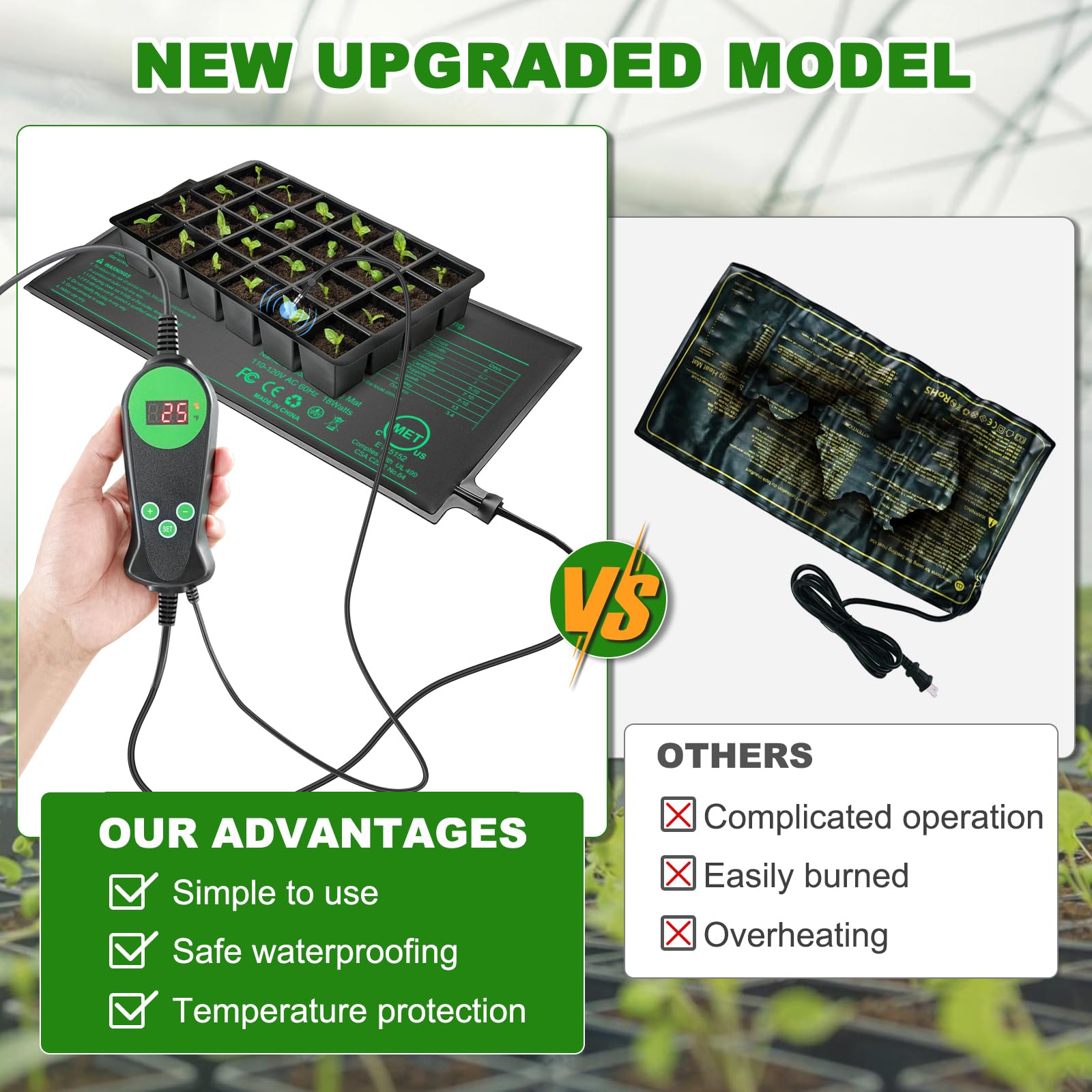 HYDGOOHO Seedling Heat Mat in use within a hydroponics setup for germination.