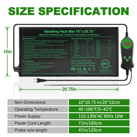 HYDGOOHO Seedling Heat Mat thermostat display for precise warmth control.