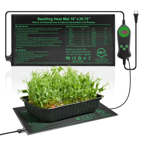 HYDGOOHO Seedling Heat Mat top view showing compact warmth for seed trays.