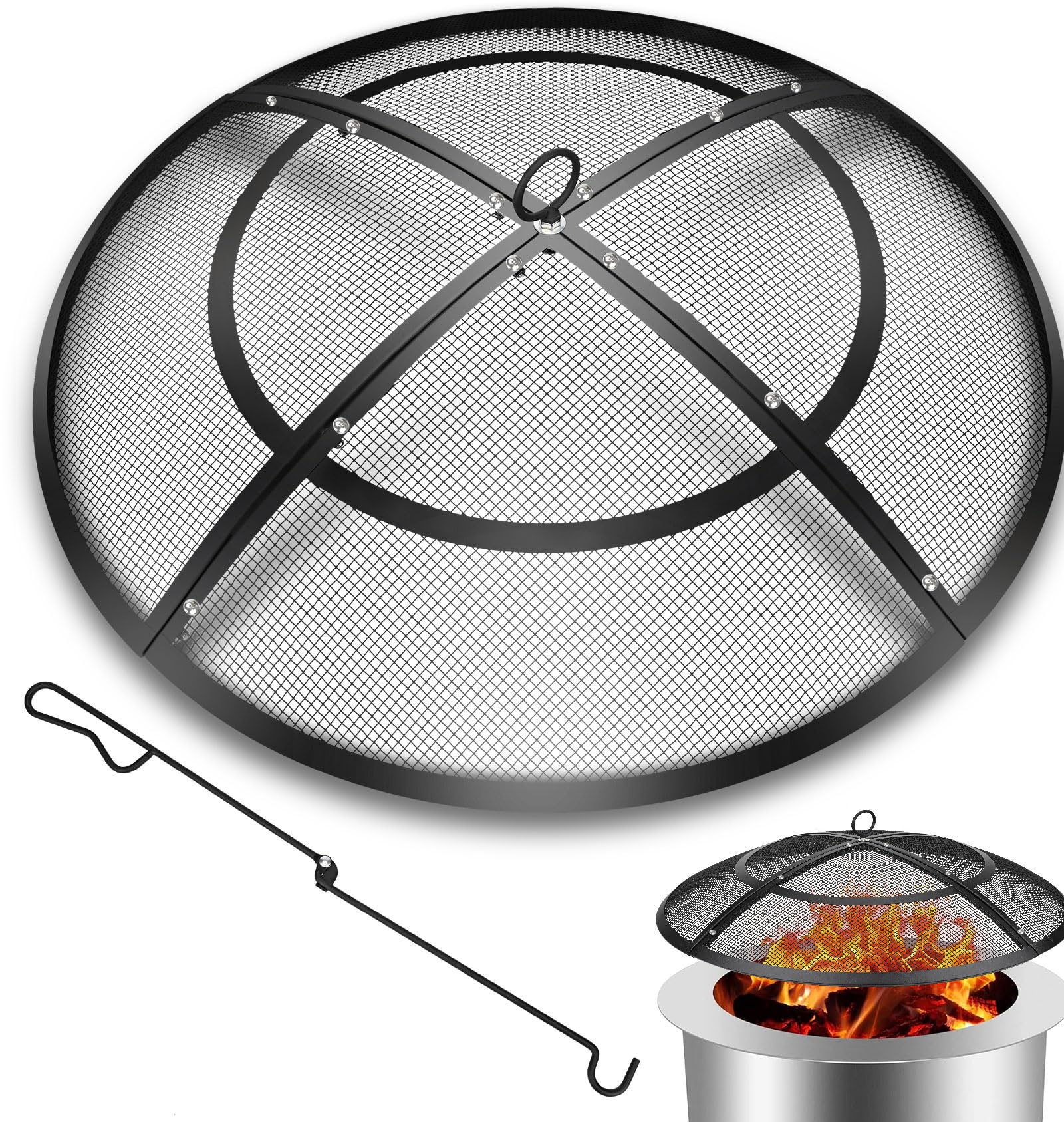 Hydream 36-inch fire pit screen cover keeps sparks contained for safer outdoor use