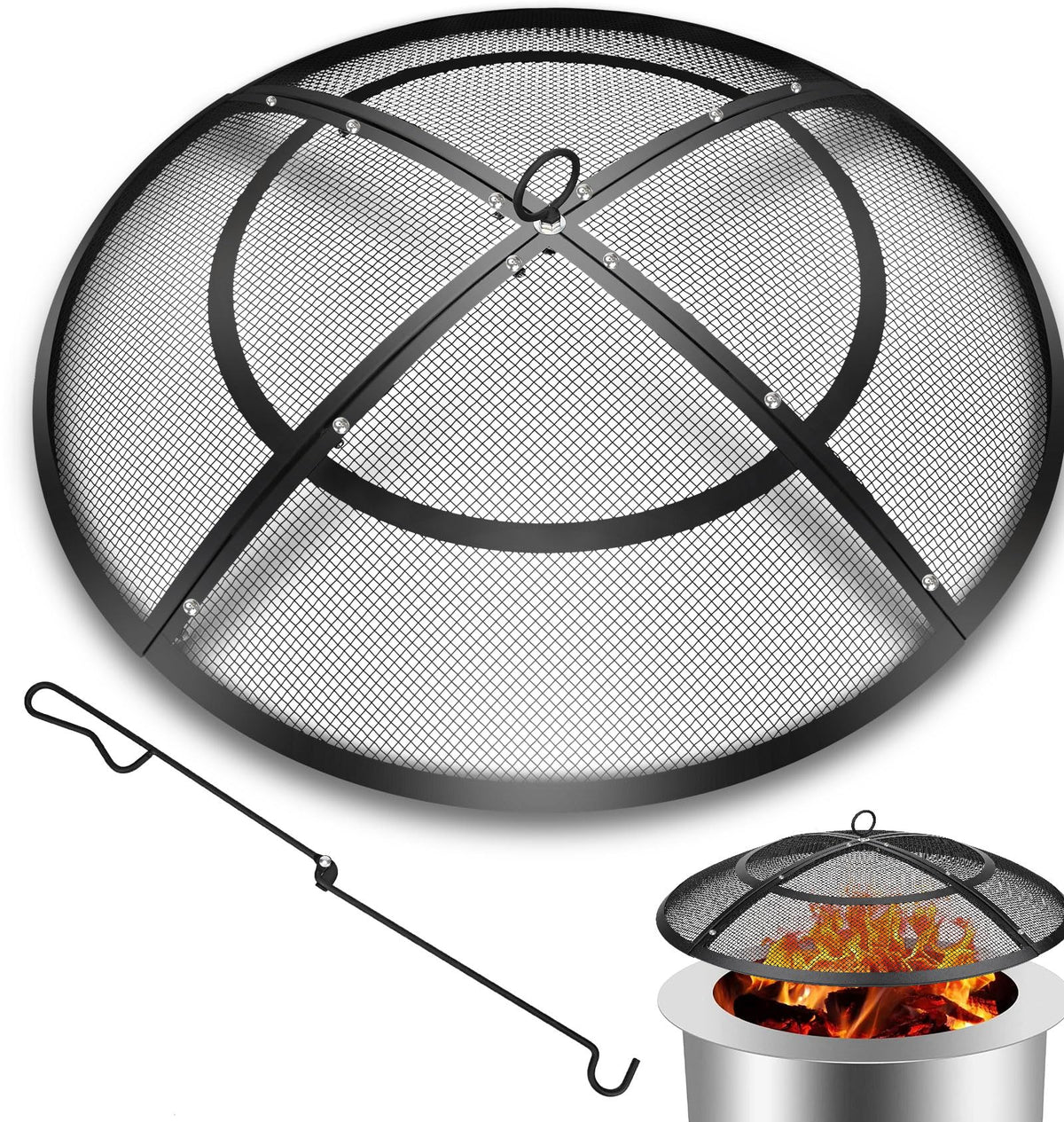 Hydream 36-inch fire pit screen cover keeps sparks contained for safer outdoor use