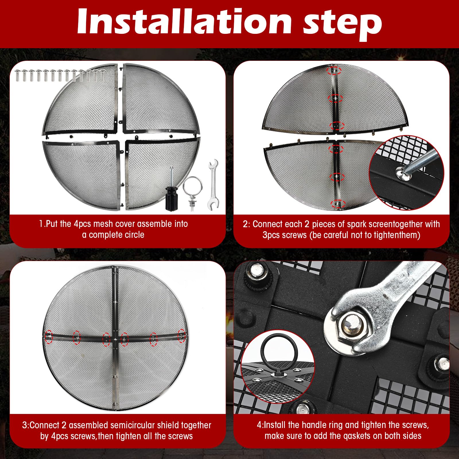 Hydream easy-assembly fire pit screen for quick setup and disassembly