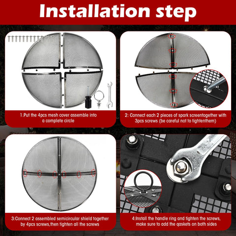 Hydream easy-assembly fire pit screen for quick setup and disassembly