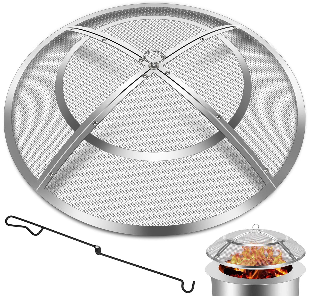 Hydream 27-inch fire pit spark screen cover protects from sparks