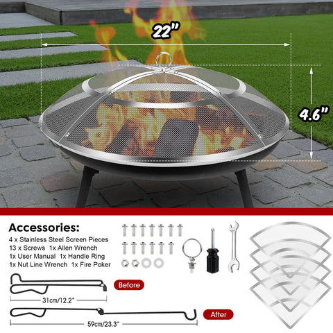 Hydream fire pit screen with handle aids safe transport and setup